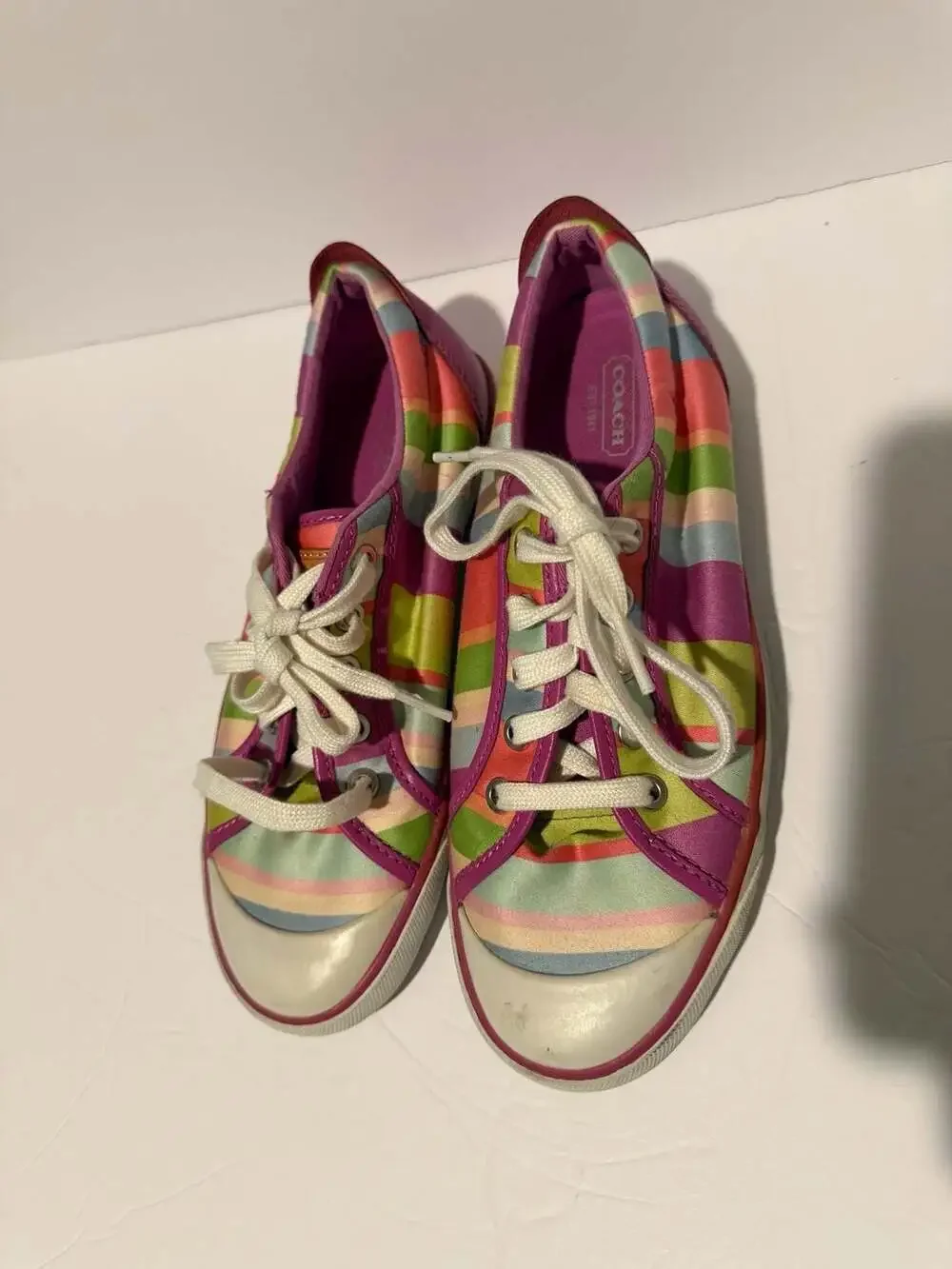 Coach Legacy Stripe Multi-Color Low Top Sneakers - Picture 2 of 7